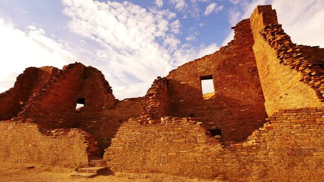 Chaco Culture National Historical Park Time Lapse Pueblo Bonito Native American Ruins Sunset New Mexico Southwest USA