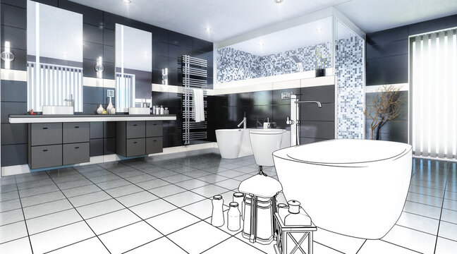 Luxurious Bathroom (project) - 3d Visualization