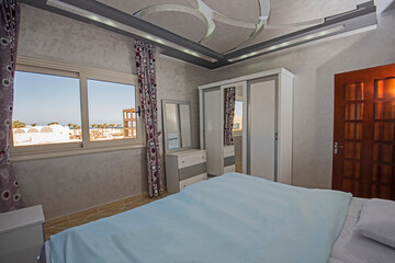 Interior design of double bedroom in house