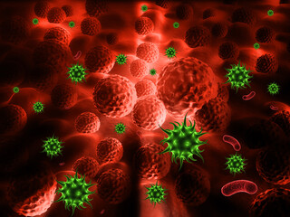 covid-19, coronavirus outbreak,  Hepatitis viruses, influenza virus H1N1,aids. Virus abstract background. 3d illustration.