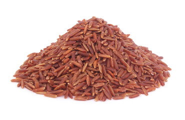 Heap of red rice isolated on white background
