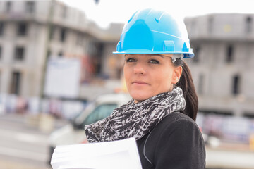 Portrait of a female architect on a construction site