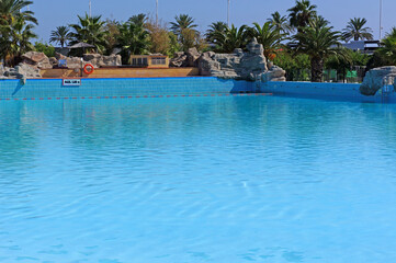 outdoor empty large pool without people