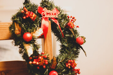 christmas wreath on the wall