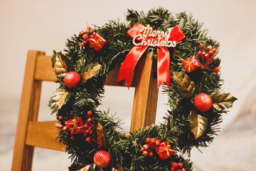 christmas wreath on the wall
