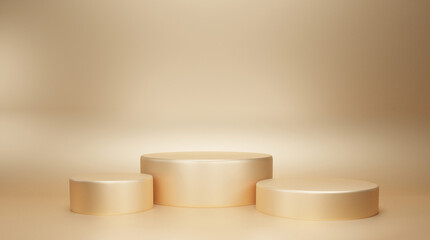 3D illustration background with abstract Empty podium on gold podium and circular for product studio minimal. cosmetics stand for product presentation, banner, sale, copy space