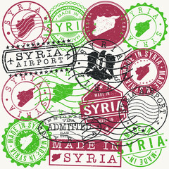 Syria Set of Stamps. Travel Passport Stamp. Made In Product. Design Seals Old Style Insignia. Icon Clip Art Vector.