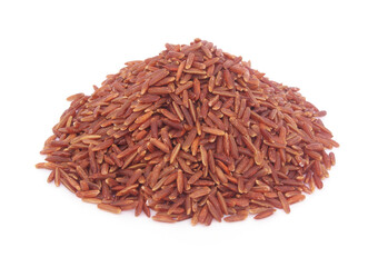 Heap of red rice isolated on white background