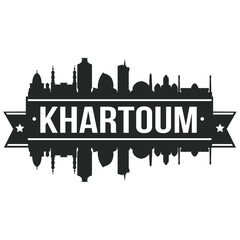 Khartoum Sudan Skyline Silhouette Design City Vector Art Famous Buildings Stamp Stencil.