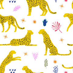 Vector seamless cheetah animal pattern