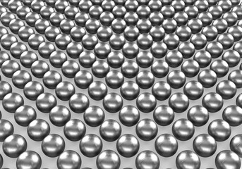 A group of 3d silver balls on isolated background. Concept of team work for business. Sad crowd. 3d rendering..