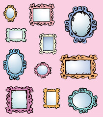 Framed mirrors. Vector drawing pattern