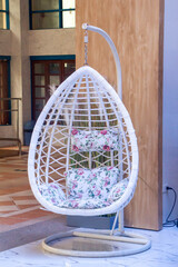 rattan lounge hanging chair oval shape or egg shape