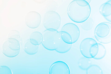 Abstract, transparent blue circles soap bubbles texture background. summer holiday.