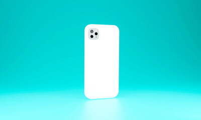 Realistic mobile phone case smartphone mockup isolated on blue background. 3D Illsutration.