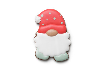 Gingerbread cookie isolated on white background, close up. Serie of photos. 