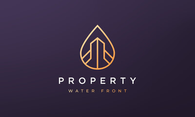 property and water logo concept in a minimal and modern style