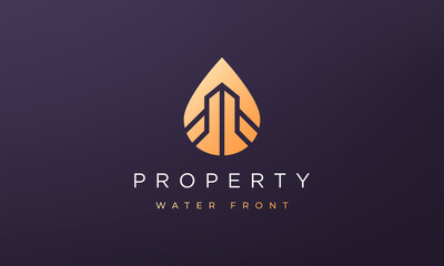 abstract property and water logo concept in a minimal and modern style