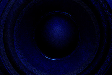 Fototapeta na wymiar Closeup of dark blue Subwoofer speaker