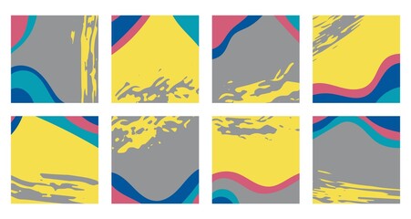 Obraz premium Set of abstract backgrounds highlight cover. Yellow and grey colors. For social media stories for bloggers and influencers. Vector illustration.
