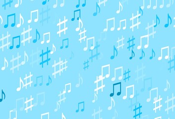 Light BLUE vector pattern with music elements.