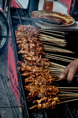 Delicious chicken satay traditionally grilled 