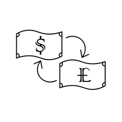 Exchange dollar for yen icon. Finance vector stock illustration isolated on white background eps10
