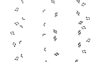 Light Black vector background with music symbols.