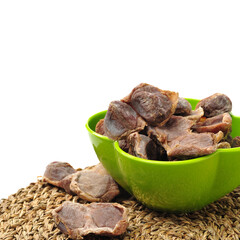 Chinese Waxed Salted Chicken gizzard  on white background