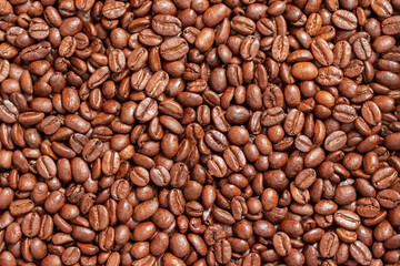 Roasted coffee beans texture.