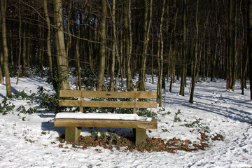 Winterlandschaft - Sitzbank im Schnee