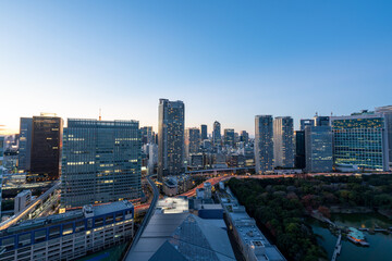 Fototapeta na wymiar 竹芝のホテルから見る汐留の夜景