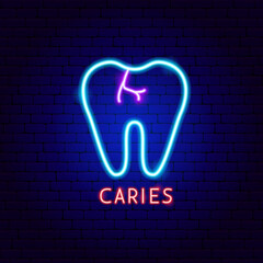 Caries Tooth Neon Label