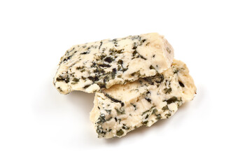 Blue cheese, gorgonzola, isolated on white background