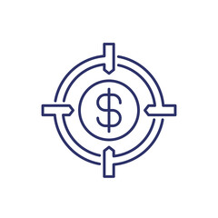 focus on money line icon with a target