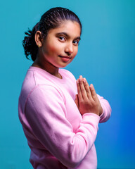 Namaste Welcome -Portrait of beautiful Teenage Girl