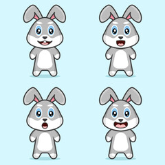 Cute rabbit face expression cartoon design