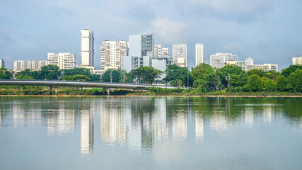 Fototapeta na wymiar view of Phu My Hung urban area in District 7.