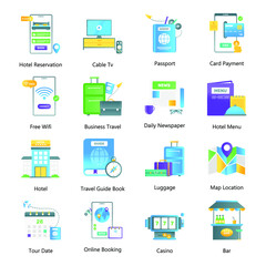 
Pack of Travel Guides and Technology Flat Gradient Vectors 

