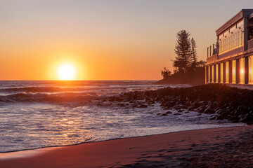 Sunrising over the ocean at Burleight Heads, Gold Coast Australia