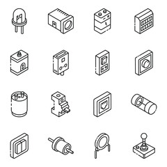 
Electric Components Glyph Isometric Icons 
