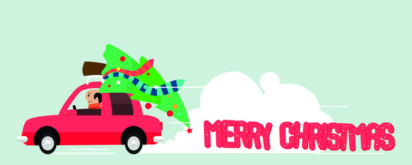 Naklejka premium Merry Christmas happy journey vector illustration
