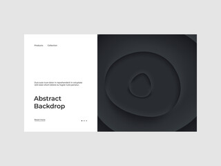 Homepage design abstract background illustration in dark neomorphism style. Minimal backdrop, background. Eps10 vector.