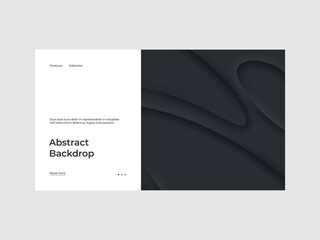 Homepage design abstract background illustration in dark neomorphism style. Minimal backdrop, background. Eps10 vector.