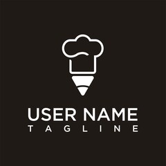 chef logo concept with cloud and unique pencil simple for cafe logo, restaurant  , chef logo vector , pencil logo 
