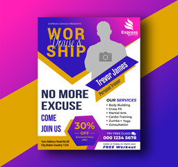 Fitness Pink Yellow and Blue Color Theme  flyer design