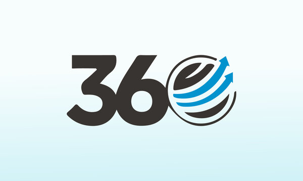 360 degrees angle sign on white background, vector abstract logo design templates online
