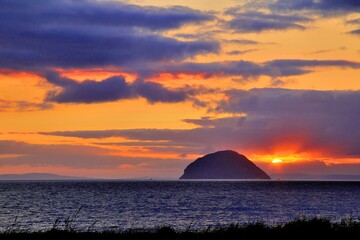 Fototapeta na wymiar Sunset at Ailsa Craig Ayrshire Scotland