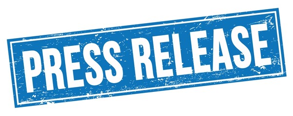 PRESS RELEASE text on blue grungy rectangle stamp.