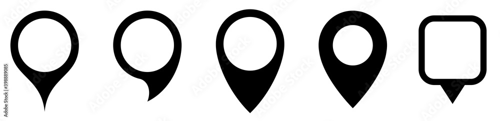 Poster Map marker pointer icon set . Marker map icons symbol. Pointer map. GPS location.Black map markers collection design.Vector